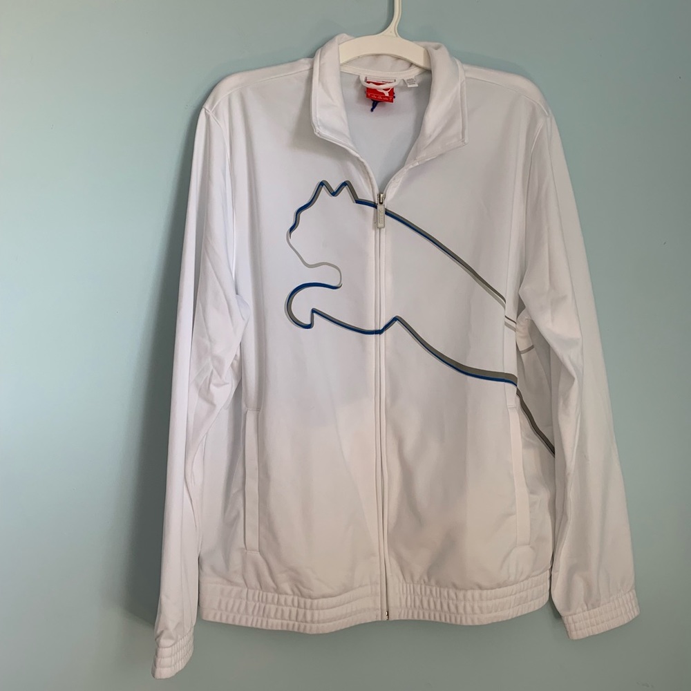 Puma white zip up jacket size large
